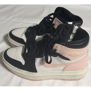 Nike Women's High-Top Sneakers - Black, White & Blush Pink Air Jordan 1 Elevate